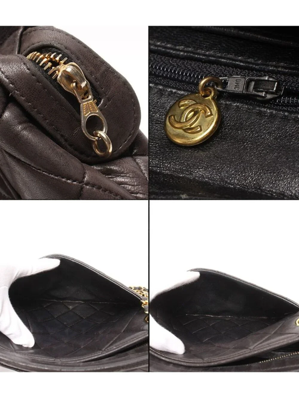 Chanel Chain Shoulder Bag Lambskin Gold Quilted